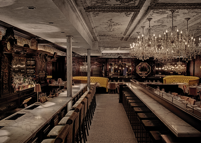 The design at Yvonne’s is glamorous and playful. 