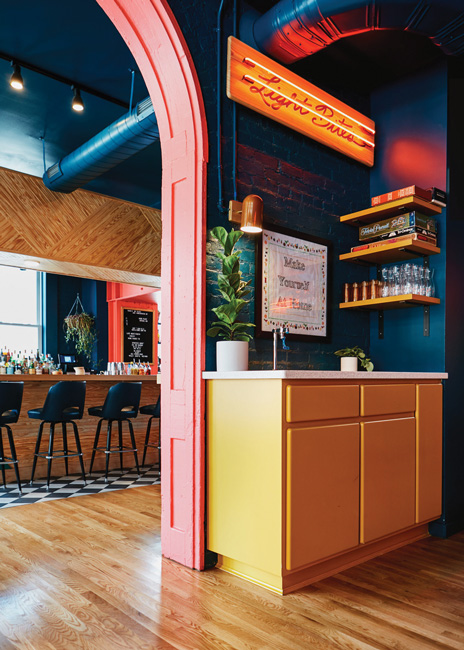Julia Petiprin designed Homemakers Bar in Cincinatti, to have light coming through the window and lighting up the bottles. Image courtesy of Brooke Shanesy 