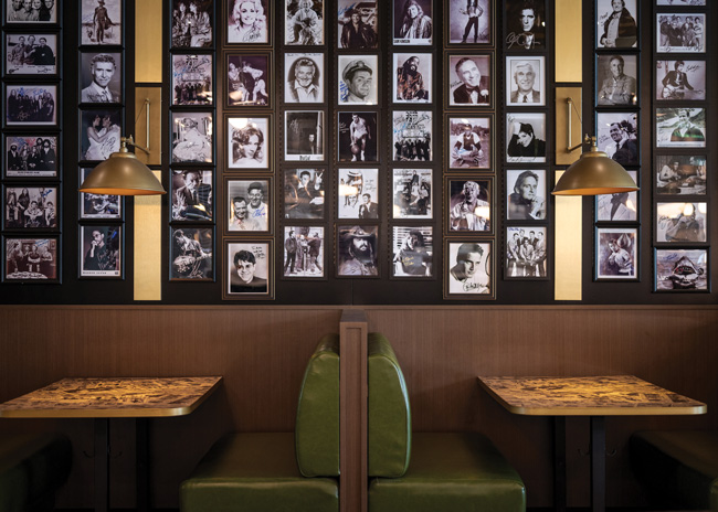 In the style of classic New York delis, Palm Avenue Deli includes a feature wall of framed celebrity photos.