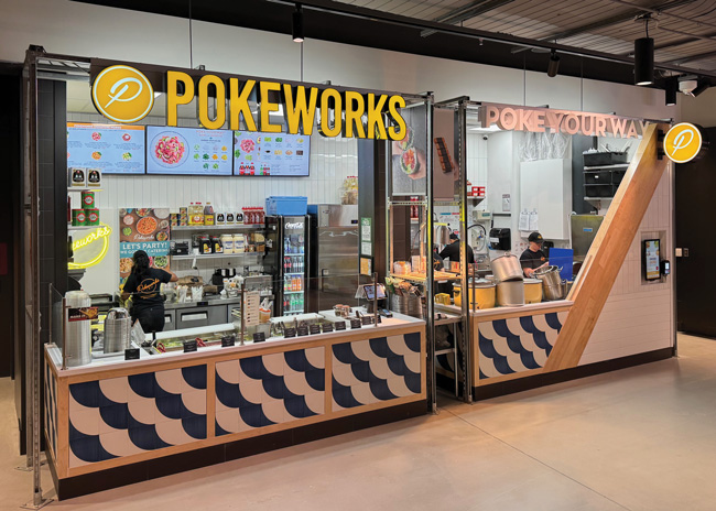 Measuring just 350 square feet, this  office building food court location is Pokeworks’ smallest.
