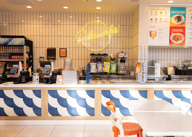 The custom finish on the face of the POS counter has been replaced by stock blue and white tiles, electronic menu boards have taken the spot of stating boards used in legacy restaurants.