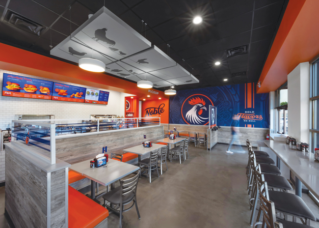 Noble chicken’s design is intended to reflect confidence and be rebellious.