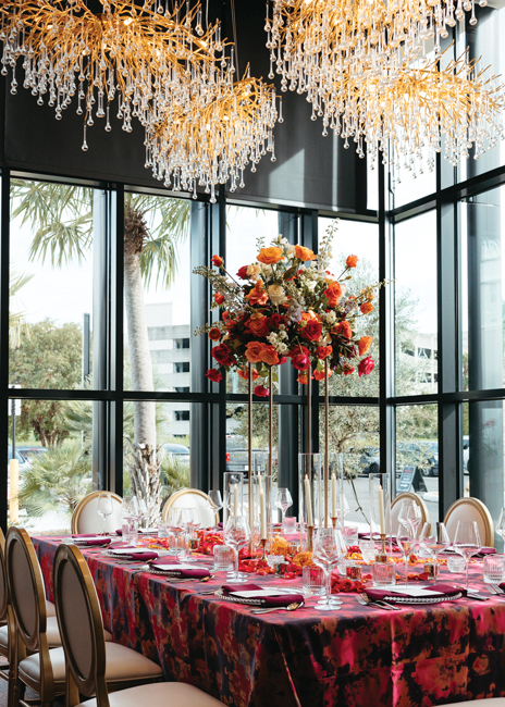 The champagne room is the most formal, highest-end space in the new Fleming’s Flagship. Images courtesy of Fleming’s