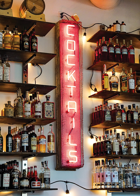 This neon “Cocktails” sign that was once displayed at a Venice Beach bar adds a quirky, eye-catching touch to the Meat Cellar. Images courtesy of Norma Simmons
