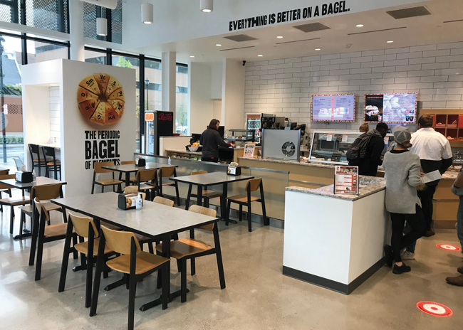 Barry Bagels has found success using a hub-and-spoke model where the hub bakes fresh daily and product is moved to the smaller spoke stores. Image courtesy of Barry Bagels