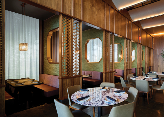 Semi-private booths encourage celebratory gatherings. The curtains allow guests to separate themselves from the busy street outside.