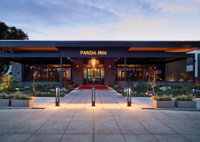 The new structure was given two large patios and an entryway reminiscent of a hotel.